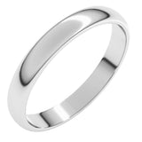 10K White Gold 3 mm Lightweight Half Round Band Size 7
