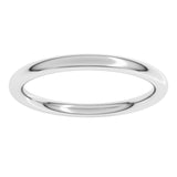 14K White Gold 2 mm Comfort-Fit Full Round Band Size 6.5