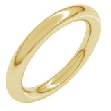 10K Yellow Gold 3 mm Comfort-Fit Full Round Band Size 7