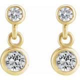 14K Yellow Gold Natural White Sapphire & .05 CTW Natural Diamond Two-Stone Earrings