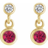 14K Yellow Gold Natural Ruby & .05 CTW Natural Diamond Two-Stone Earrings