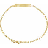 14K Yellow Gold Adjustable Figaro Adjustable Identification 6-7" Bracelet