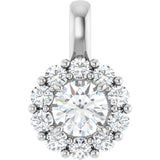 14K White Gold 3/4 CTW Lab-Grown Diamond Halo-Style Pendant