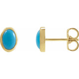 14K Yellow Gold Natural Turquoise Earrings
