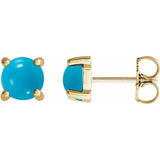 14K Yellow Gold 5 mm Natural Turquoise Earrings