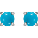 14K White Gold 6 mm Natural Turquoise Earrings