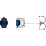 14K White Gold Lab-Grown Blue Sapphire Earrings