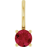 14K Yellow Gold Lab-Grown Ruby Solitaire Charm/Pendant