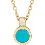 14K Yellow Gold Natural Turquoise Bezel-Set 16-18" Necklace