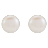 Sterling Silver 3.5-4 mm Cultured White Freshwater Button Pearl Earrings