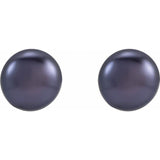 14K Yellow Gold 3.5-4 mm Cultured Black Freshwater Button Pearl Earrings