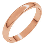 14K Rose Gold 3 mm Half Round Band Size 6.5