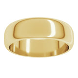 14K Yellow Gold 6 mm Half Round Band Size 11