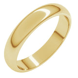 14K Yellow Gold 4 mm Half Round Band Size 7