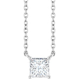 14K White Gold 3/8 CT Lab-Grown Diamond Solitaire 18 " Necklace