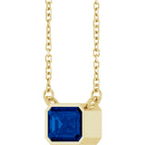14K Yellow Gold Lab-Grown Blue Sapphire 18" Necklace