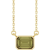 14K Yellow Gold Lab-Grown Green Sapphire 18" Necklace