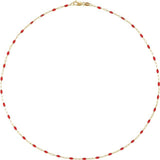 14K Yellow Gold-Filled 1.6 mm Red Enamel Bead Paperclip-Style 16" Chain