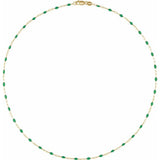 14K Yellow Gold-Filled 1.6 mm Green Enamel Bead Paperclip-Style 18" Chain