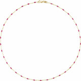14K Yellow Gold-Filled 1.6 mm Pink Enamel Bead Paperclip-Style 18" Chain