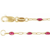 14K Yellow Gold-Filled 1.6 mm Pink Enamel Bead Paperclip-Style 7" Chain