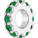 14K White Gold Lab-Grown Emerald Spacer Charm/Pendant