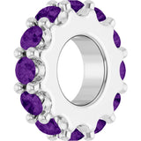 Sterling Silver Natural Amethyst Spacer Charm/Pendant