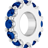 14K White Gold Natural Blue Sapphire Spacer Charm/Pendant