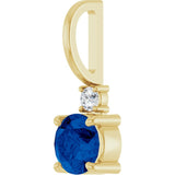 14K Yellow Gold Lab-Grown Blue Sapphire & .03 CT Natural Diamond Charm/Pendant
