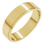 14K Yellow Gold 5 mm Stepped-Edge Flat Band Size 10.5