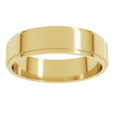 14K Yellow Gold 5 mm Stepped-Edge Flat Band Size 10.5