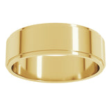 14K Yellow Gold 6 mm Stepped-Edge Flat Band Size 8.5