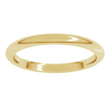 14K Yellow Gold 2 mm Comfort-Fit Half Round Band Size 7.5