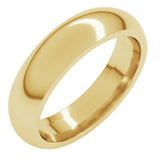 14K Yellow Gold 5 mm Comfort-Fit Half Round Band Size 10.5