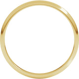 14K Yellow Gold 2 mm Lightweight Half Round Band Size 7.5