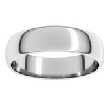 10K White Gold 5 mm Lightweight Half Round Band Size 9.5
