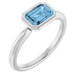 10K White Gold Natural Sky Blue Topaz Solitaire Ring