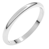 14K White Gold 2 mm Half Round Band Size 3.5