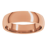 14K Rose Gold 5 mm Half Round Comfort Fit Light Band Size 8.5