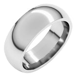 14K White Gold 7 mm Comfort-Fit Half Round Band Size 12