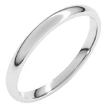 14K White Gold 2 mm Lightweight Comfort-Fit Half Round Band Size 4.5