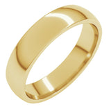 14K Yellow Gold 4.5 mm Lightweight Comfort-Fit Half Round Band Size 8
