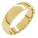 14K Yellow Gold 5 mm Lightweight Comfort-Fit Half Round Band Size 5