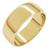 14K Yellow Gold 7 mm Lightweight Half Round Band Size 9