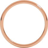 14K Rose Gold 2 mm Lightweight Comfort-Fit Half Round Band Size 8