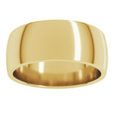 14K Yellow Gold 8 mm Lightweight Comfort-Fit Half Round Band Size 8