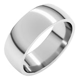 10K White Gold 7 mm Lightweight Comfort-Fit Half Round Band Size 8.5
