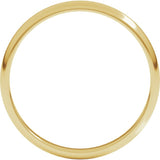 14K Yellow Gold 2.5 mm Lightweight Half Round Band Size 10