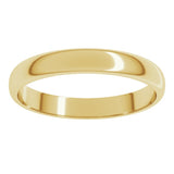14K Yellow Gold 3 mm Lightweight Half Round Band Size 4.5