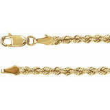 14K Yellow Gold 3 mm Rope 16" Chain